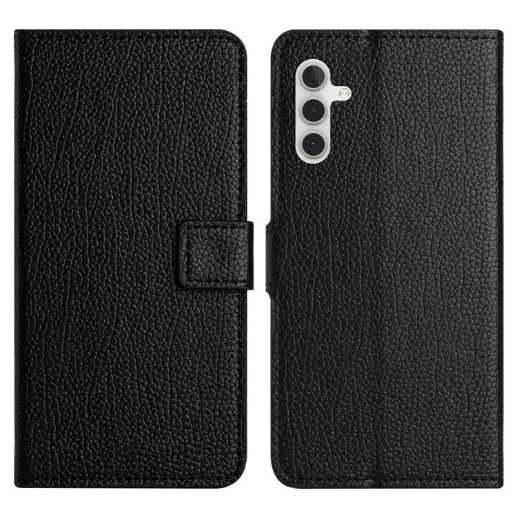Per Samsung Galaxy A24 4G (162,1 x 77,6 x 8,3 mm) Custodia in pelle grana di lichee Stand Wallet Cover per telefono - Nero