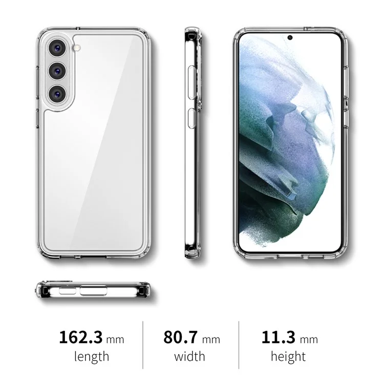 IPAKY Diamond Series для Samsung Galaxy S23+ Высокая прозрачность Ударопрочный чехол PC+TPU для защиты телефона - Прозрачный