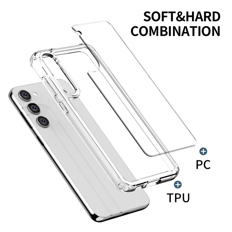 IPAKY Diamond Series for Samsung Galaxy S23 Phone Case High Transparency PC+TPU Anti-drop Back Cover - Transparent