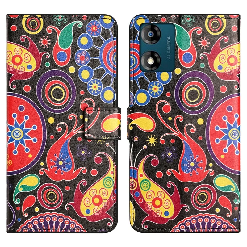 Leather Stand Phone Case For Motorola Moto E13 4G , Pattern Printing Magnetic Wallet Cover - Jelly Fish