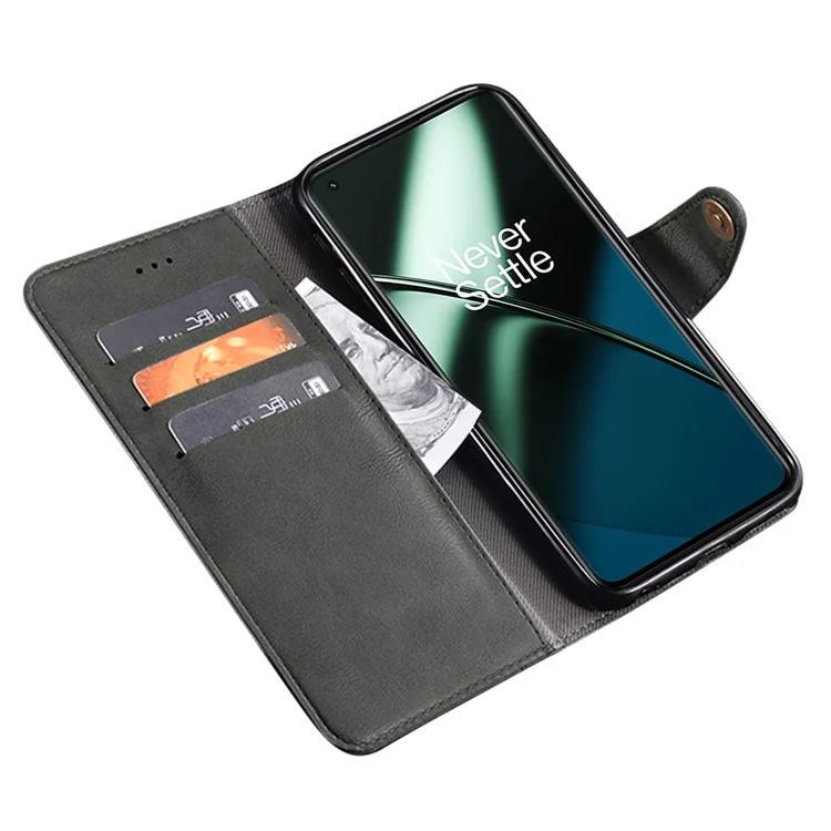 IDEWEI Per OnePlus 11 5G Telefono Custodia a Portafoglio in Pelle PU+TPU con Texture Fine, Cover Supporto per Telefono - Nero