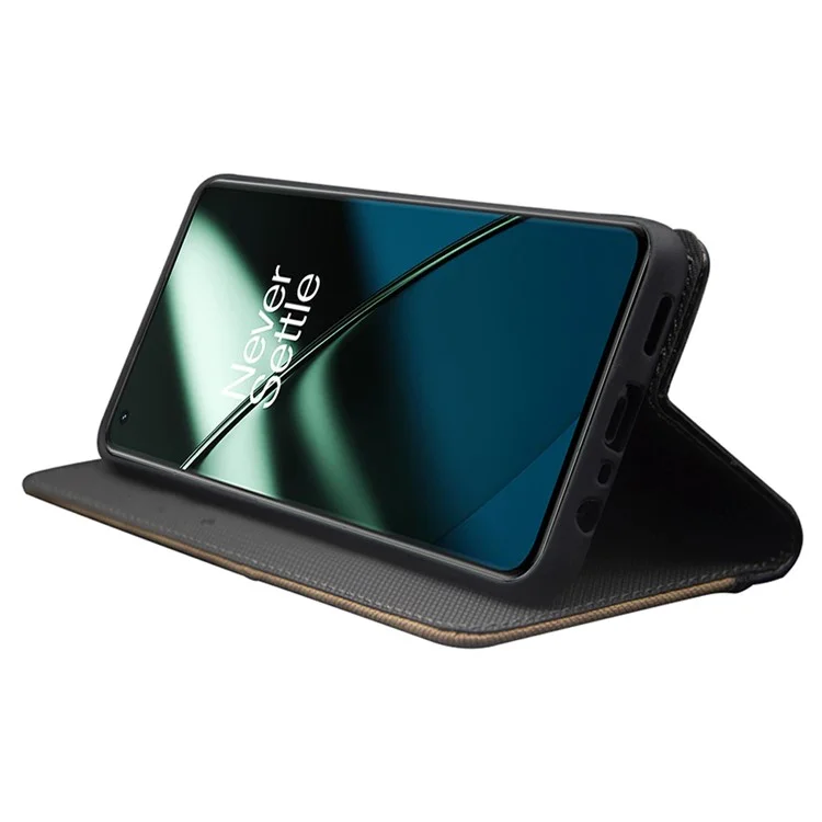IDEWEI per OnePlus 11 5G Color Splicing Custodia Magnetica in Pelle con Slot per Schede e Cinturino da Polso - Blu