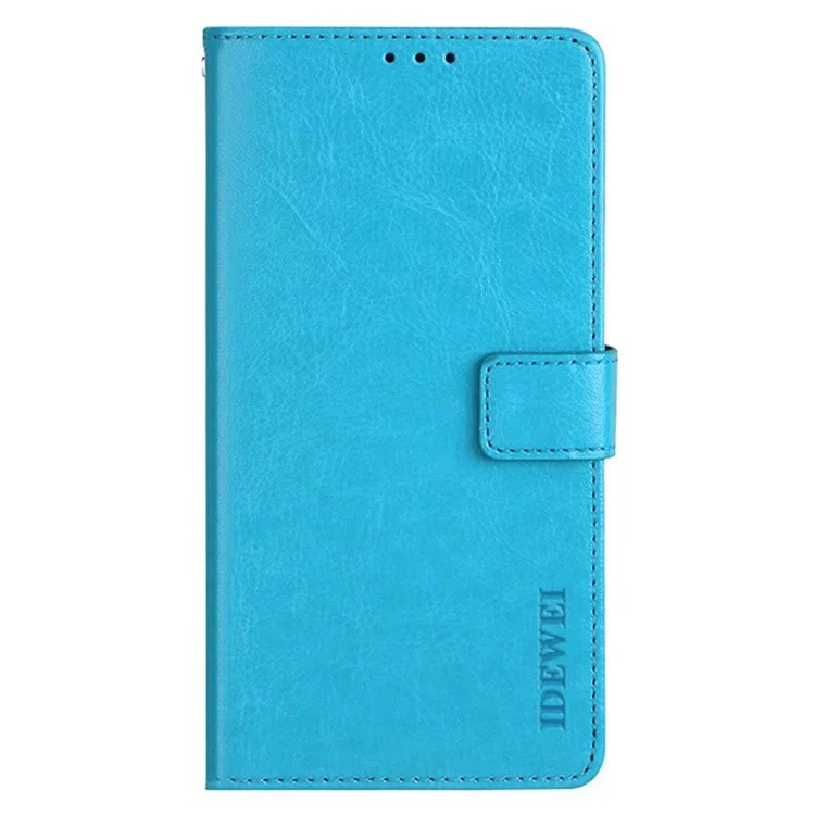 IDEWEI For Samsung Galaxy A34 5G PU Leather Flip Phone Cover Protective Case Stand Feature Crazy Horse Texture Wallet - Sky Blue