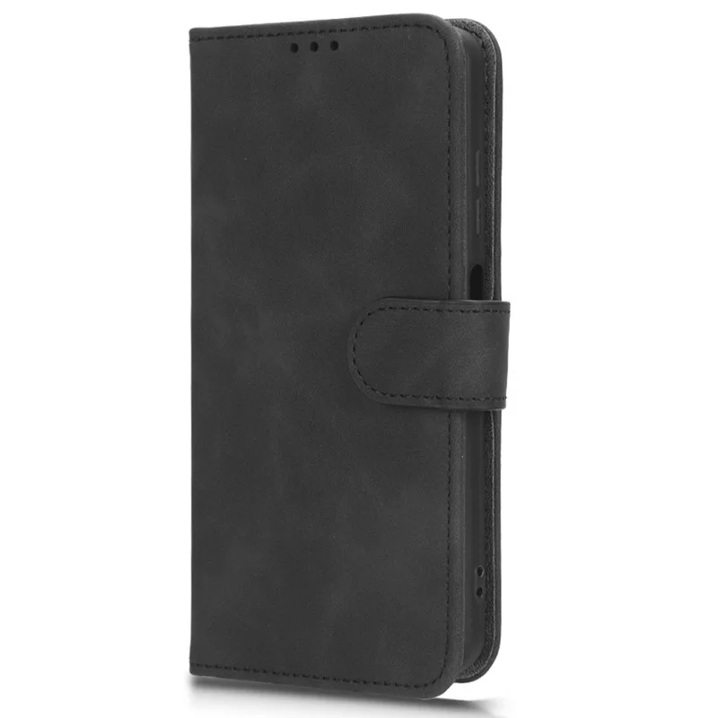 For ZTE Blade A32 PU Leather Phone Case Wallet Skin-touch Feeling Stand Cover Phone Protector - Black