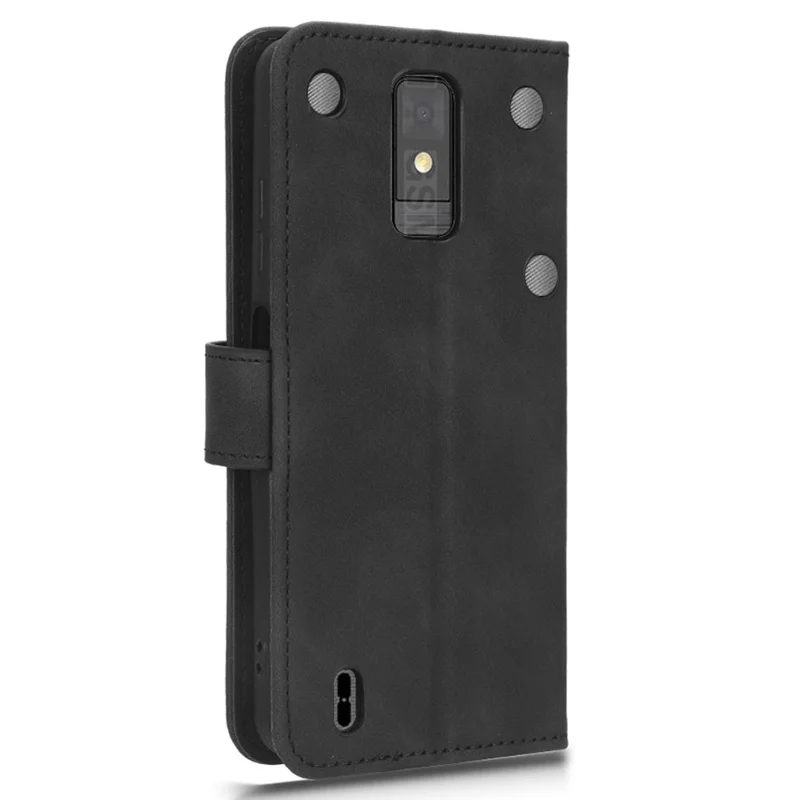 For ZTE Blade A32 PU Leather Phone Case Wallet Skin-touch Feeling Stand Cover Phone Protector - Black