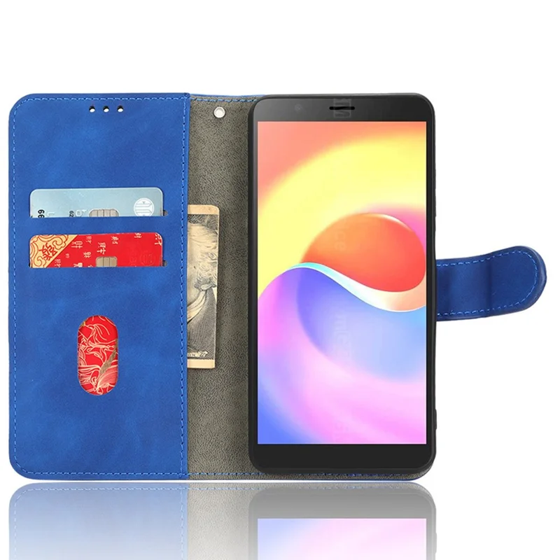 For ZTE Blade A32 PU Leather Phone Case Wallet Skin-touch Feeling Stand Cover Phone Protector - Blue