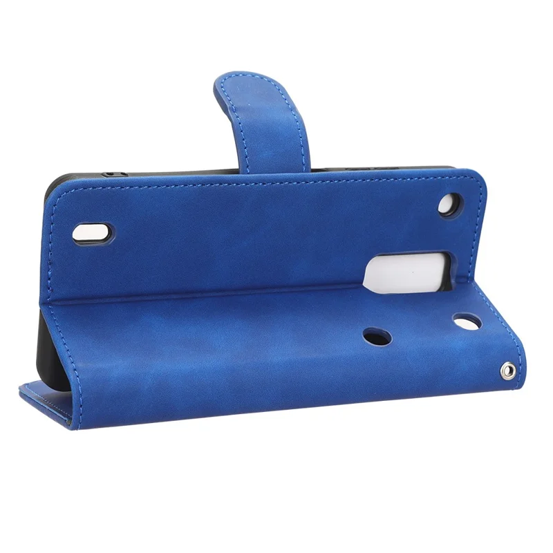 For ZTE Blade A32 PU Leather Phone Case Wallet Skin-touch Feeling Stand Cover Phone Protector - Blue