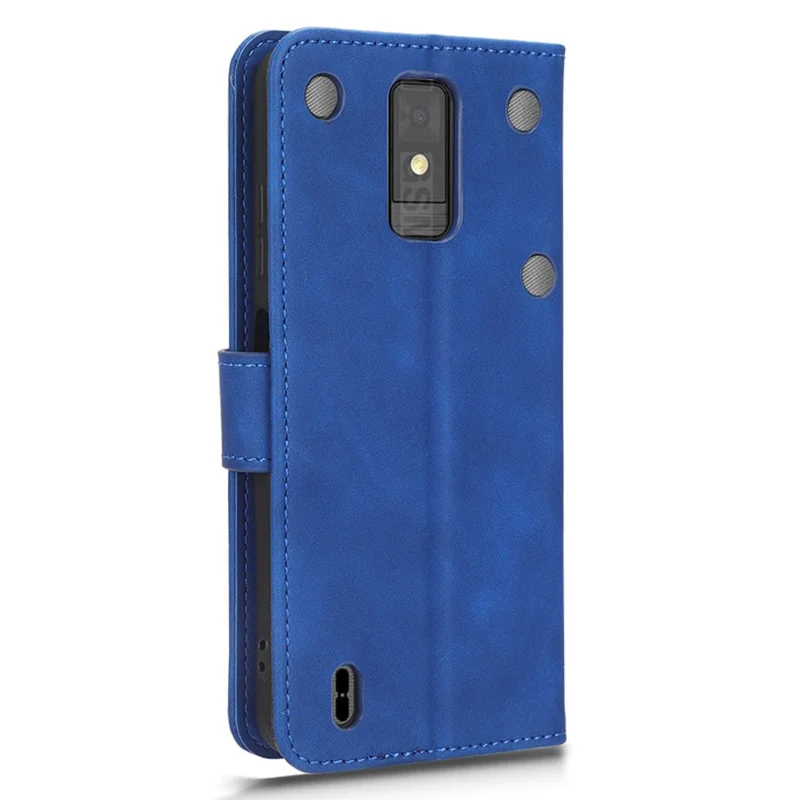 For ZTE Blade A32 PU Leather Phone Case Wallet Skin-touch Feeling Stand Cover Phone Protector - Blue