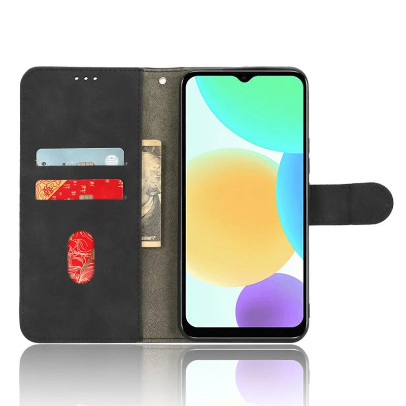 For Infinix Smart 6 Skin-Touch Feeling PU Leather Phone Case Stand Flip Wallet Cover - Black