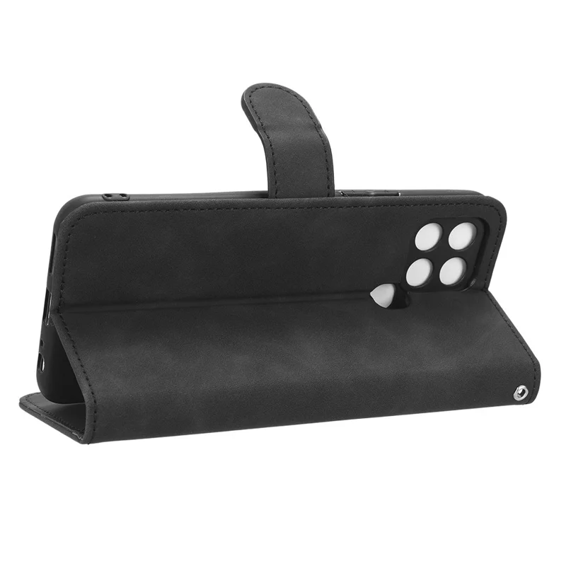 For Infinix Smart 6 Skin-Touch Feeling PU Leather Phone Case Stand Flip Wallet Cover - Black