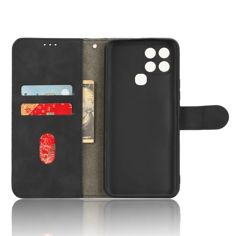 For Infinix Smart 6 Skin-Touch Feeling PU Leather Phone Case Stand Flip Wallet Cover - Black