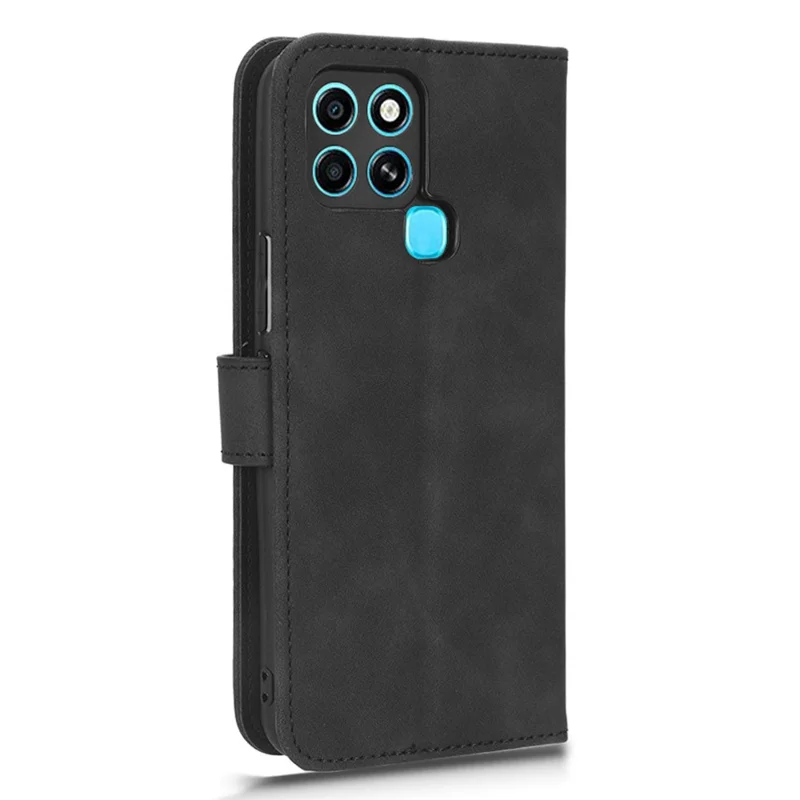 For Infinix Smart 6 Skin-Touch Feeling PU Leather Phone Case Stand Flip Wallet Cover - Black