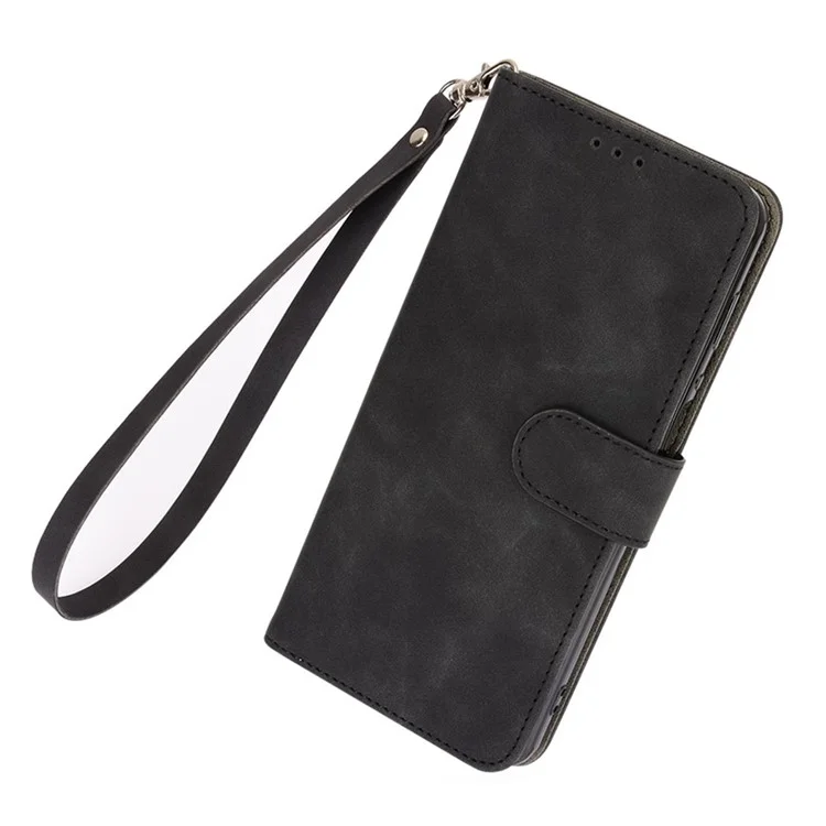 Para Motorola Moto G13 4G / G23 4G / G53 5G Funda de Teléfono de Cuero PU Sensación Táctil Piel-contacto Flip Cartera Cubierta - Negro