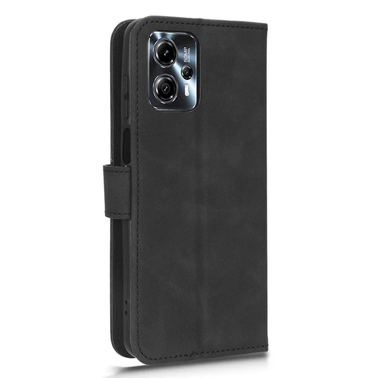 Para Motorola Moto G13 4G / G23 4G / G53 5G Funda de Teléfono de Cuero PU Sensación Táctil Piel-contacto Flip Cartera Cubierta - Negro