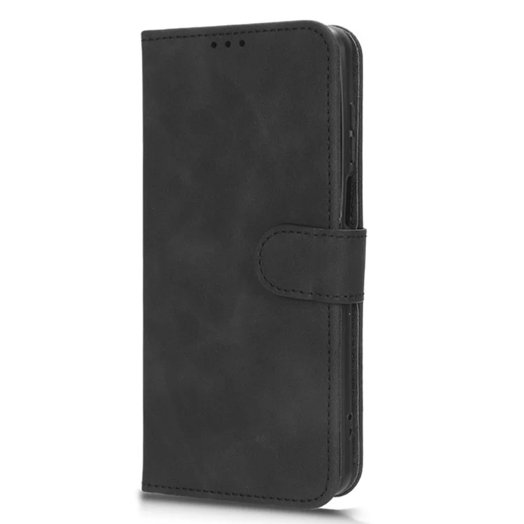 Para Motorola Moto G13 4G / G23 4G / G53 5G Funda de Teléfono de Cuero PU Sensación Táctil Piel-contacto Flip Cartera Cubierta - Negro