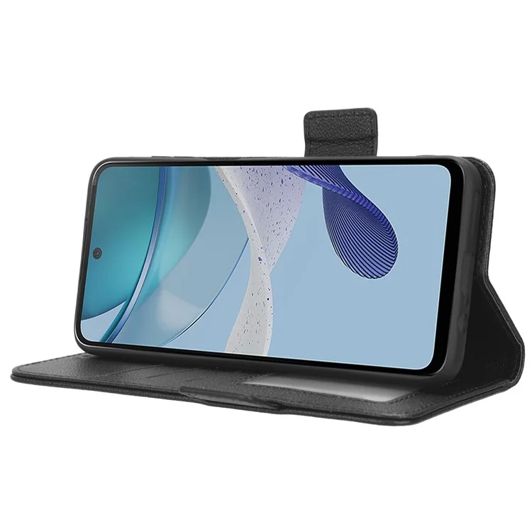 Per Motorola Moto G53 5G Custodia Telefonica Portafoglio Stand Textura Litchi Pelle PU Chiusura Magnetica Doppia Custodia Telefonica - Nero
