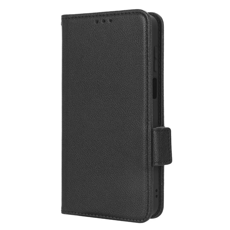 Per Motorola Moto G53 5G Custodia Telefonica Portafoglio Stand Textura Litchi Pelle PU Chiusura Magnetica Doppia Custodia Telefonica - Nero