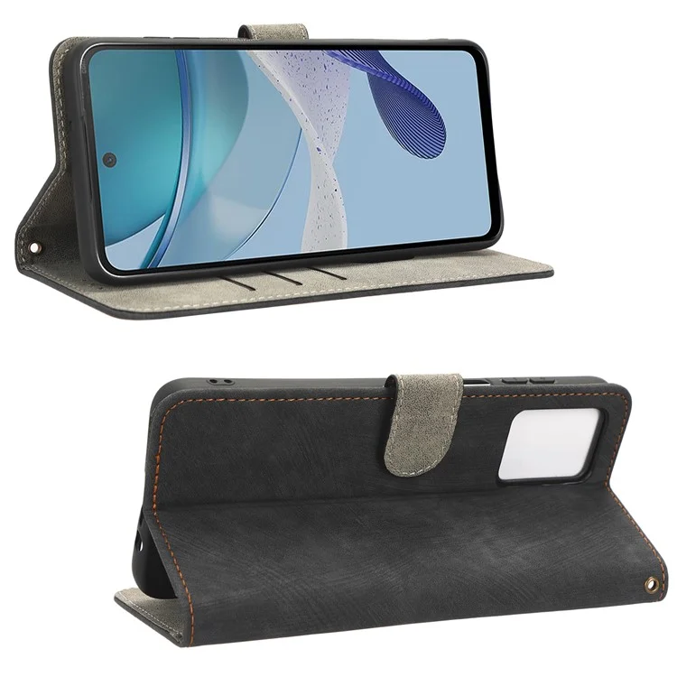 Para Motorola Moto G53 5G Funda de Teléfono de Cuero, Soporte de Teléfono, Bloqueo RFID Cartera - Negro