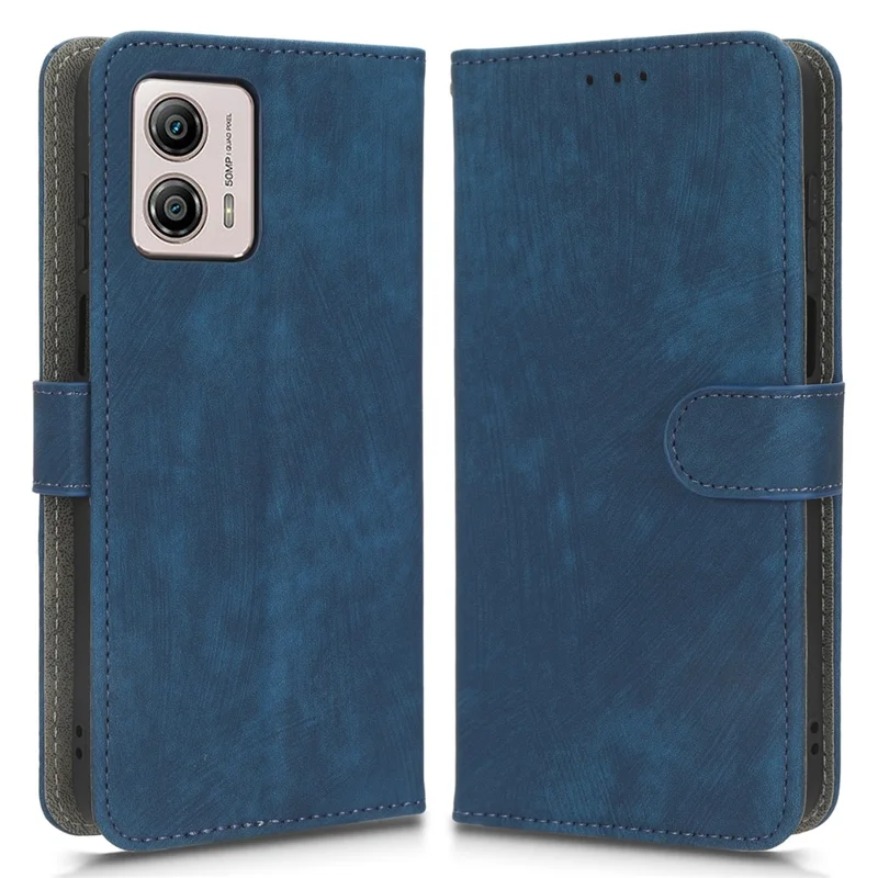 For Motorola Moto G53 5G Leather Phone Case Phone Stand RFID Blocking Wallet Cover - Blue