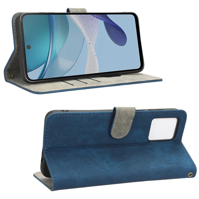 For Motorola Moto G53 5G Leather Phone Case Phone Stand RFID Blocking Wallet Cover - Blue