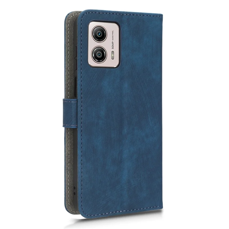 For Motorola Moto G53 5G Leather Phone Case Phone Stand RFID Blocking Wallet Cover - Blue