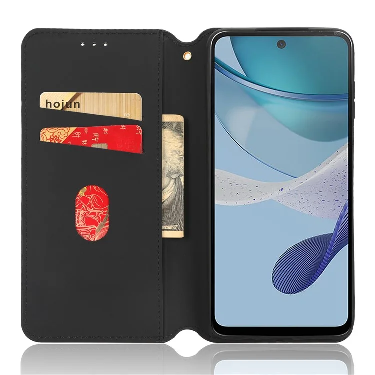 Per Motorola Moto G53 5G Custodia per telefono Motivo a rombo impresso Custodia in pelle PU con supporto - Nero