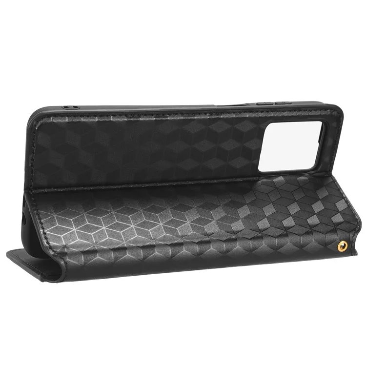 Per Motorola Moto G53 5G Custodia per telefono Motivo a rombo impresso Custodia in pelle PU con supporto - Nero