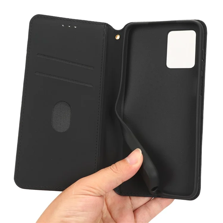 Per Motorola Moto G53 5G Custodia per telefono Motivo a rombo impresso Custodia in pelle PU con supporto - Nero