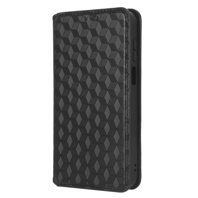 Per Motorola Moto G53 5G Custodia per telefono Motivo a rombo impresso Custodia in pelle PU con supporto - Nero