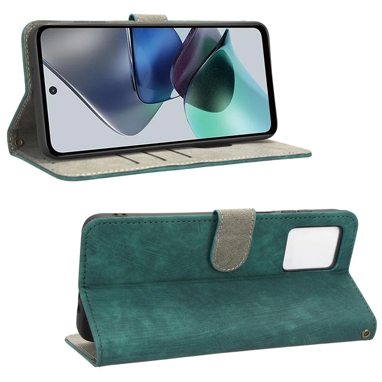 Para Motorola Moto G13 4G / G23 4G Anti-Scratch Leather Phone Case Stand RFID Blocking Wallet Cover - Verde