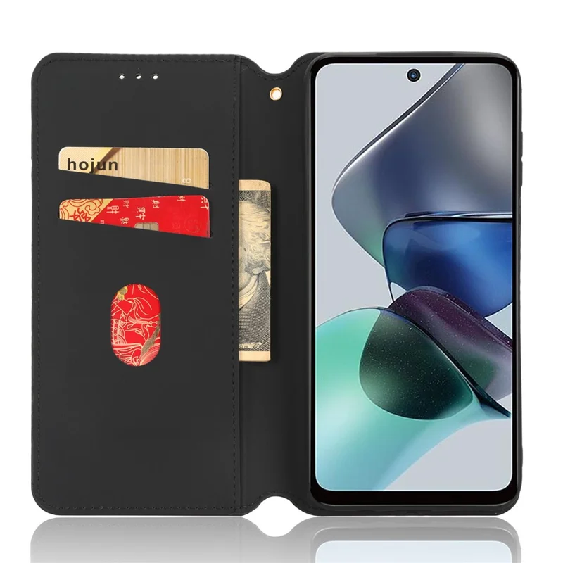 For Motorola Moto G13 4G / G23 4G Phone Case Imprinted Rhombus Pattern PU Leather Wallet Stand Cover - Blue