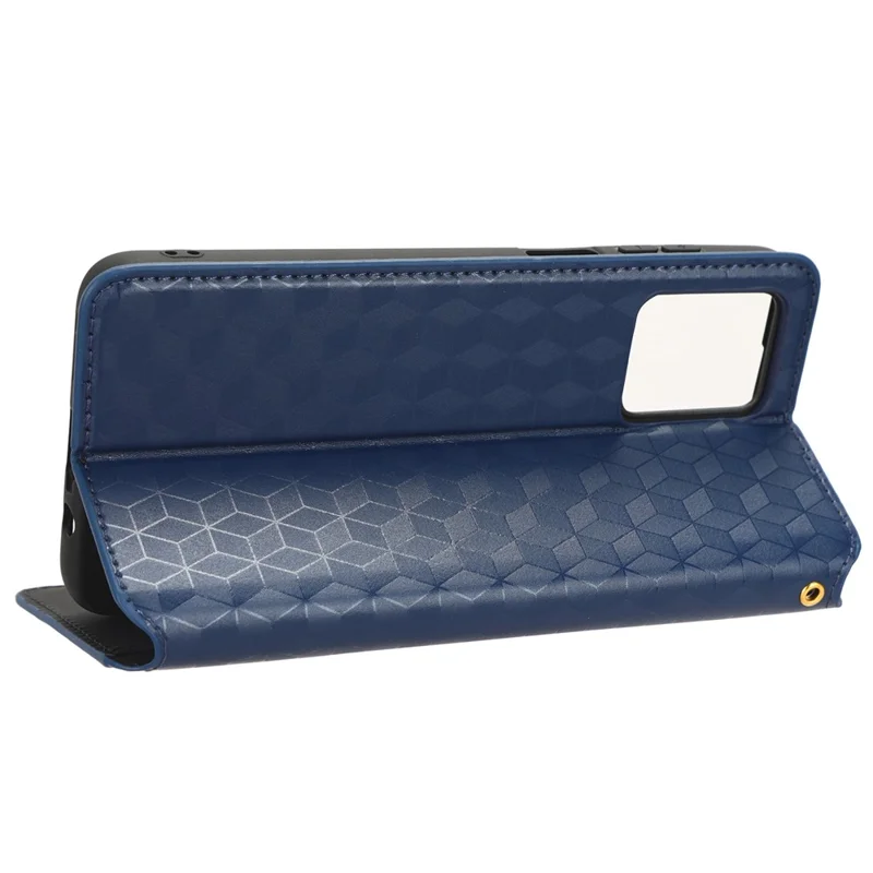 For Motorola Moto G13 4G / G23 4G Phone Case Imprinted Rhombus Pattern PU Leather Wallet Stand Cover - Blue