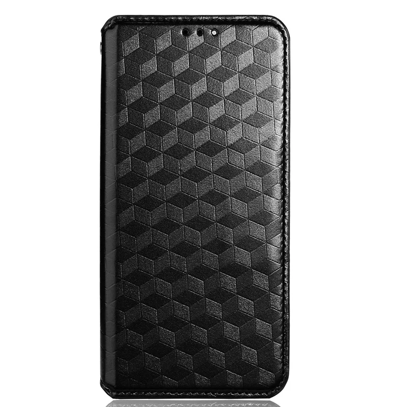 For Umidigi A13 Pro Cell Phone Case Imprinted Rhombus Pattern PU Leather Wallet Anti-Dust Stand Cover - Black