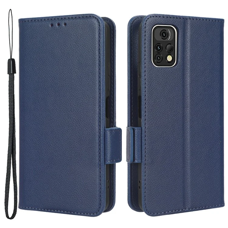 Für Umidigi A13 Pro Anti-Staub-Handyhülle Geldbörse Ständer Litchi-Textur PU-Leder Dual Magnetverschluss Handyhülle - Dunkelblau