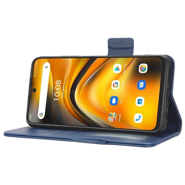 Für Umidigi A13 Pro Anti-Staub-Handyhülle Geldbörse Ständer Litchi-Textur PU-Leder Dual Magnetverschluss Handyhülle - Dunkelblau