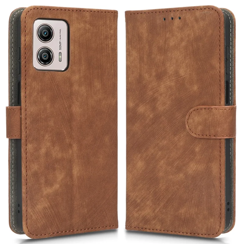 For Motorola Moto G73 5G Shockproof Cell Phone Cover Leather Phone Case Phone Stand RFID Blocking Wallet - Brown