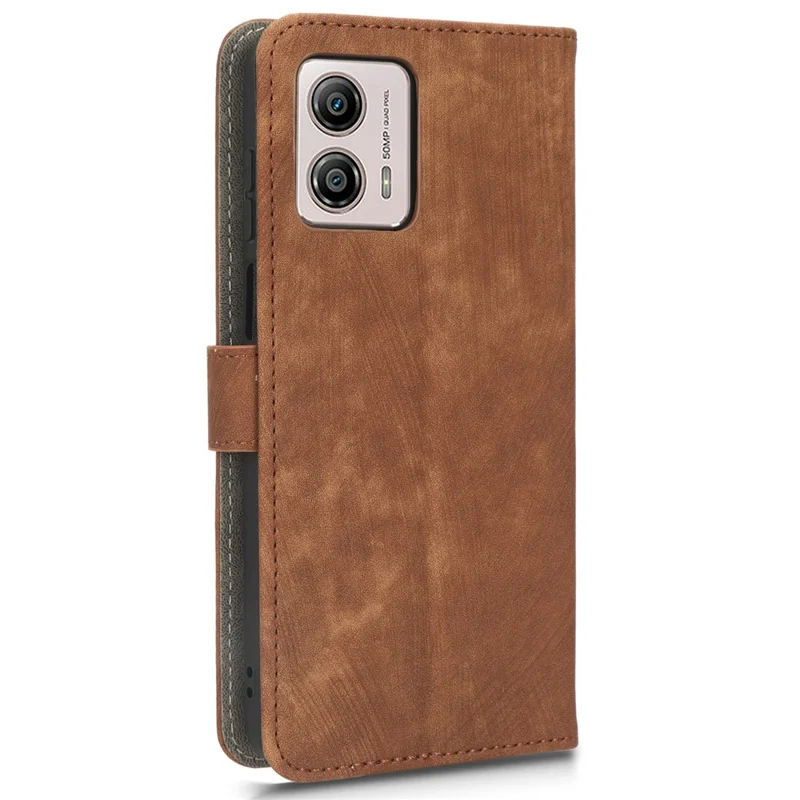 For Motorola Moto G73 5G Shockproof Cell Phone Cover Leather Phone Case Phone Stand RFID Blocking Wallet - Brown