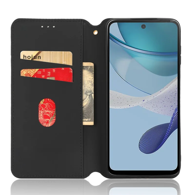 For Motorola Moto G73 5G Imprinted Rhombus Phone Case Pattern PU Leather Wallet Stand Cover - Brown