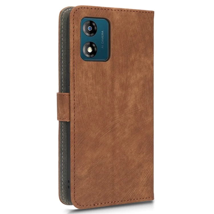 Для Motorola Moto E13 4G RFID Blocking Wallet Cell Phone Cover Leather Mobile Phone Stand Case - Brown