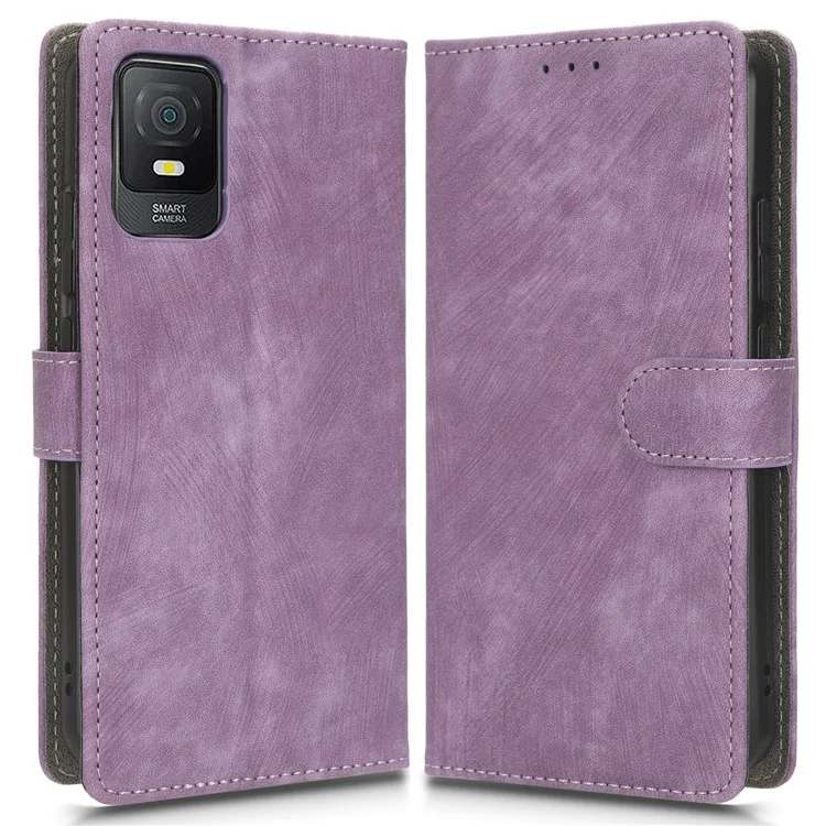 Für TCL 403 Wallet Phone Flip Cover Lederetui Handyhülle Telefonständer mit RFID-Blockierfunktion - Lila