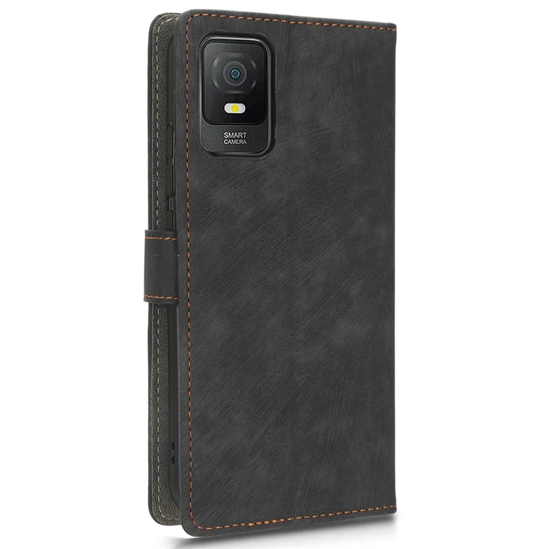 For TCL 403 Wallet Phone Flip Cover Leather Phone Case Phone Stand Shell with RFID Blocking Function - Black