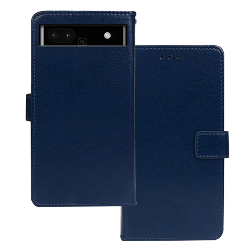 IDEWEI Защитный чехол-книжка для Google Pixel 7a, чехол из искусственной кожи с фактурой "состаренная лошадь", с функцией подставки - синий