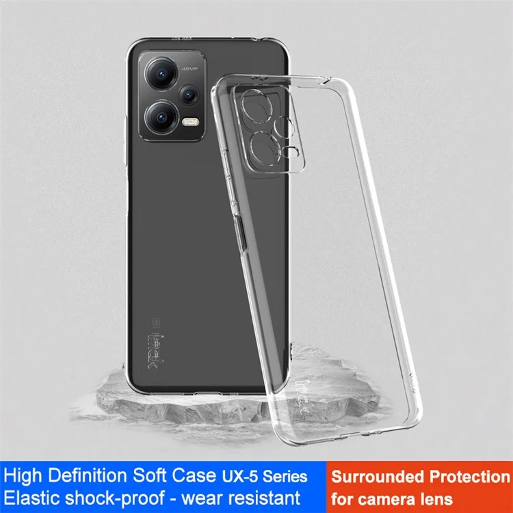 IMAK UX-5 Série pour Xiaomi Redmi Note 12 5G (Inde) / Poco X5 5G Etui de Protection Transparent en TPU Anti-Poussière