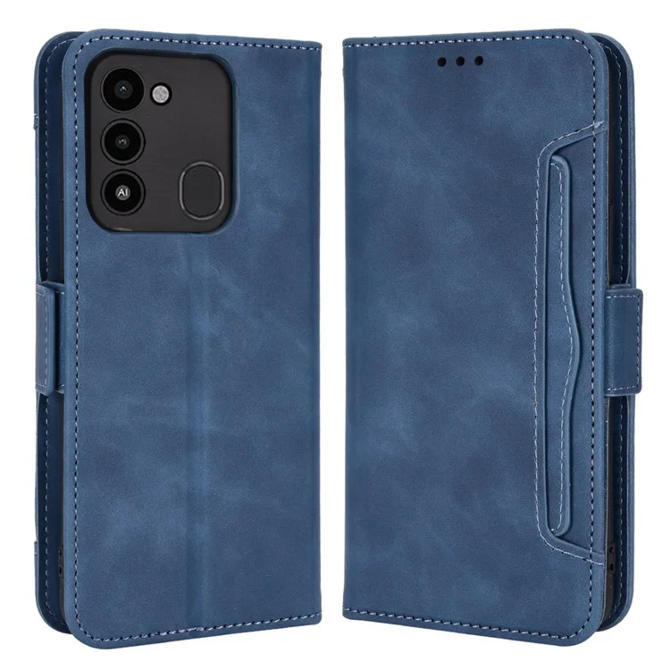 Für TECNO Spark 8C 4G / Spark Go 2022 KG5 Stand Function Phone Shell Mehrere Kartenfächer Leder Handyhülle Brieftasche Handyhülle - Blau