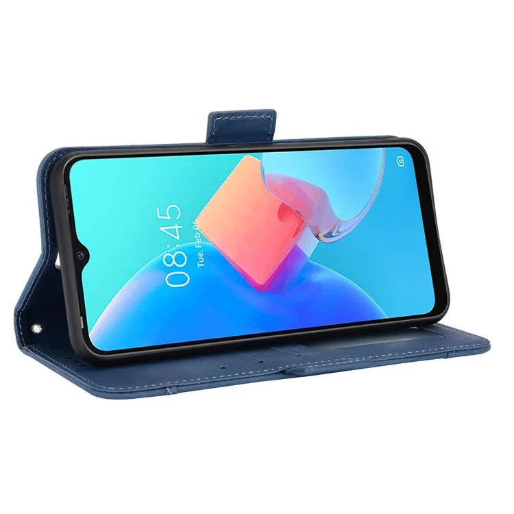 Für TECNO Spark 8C 4G / Spark Go 2022 KG5 Stand Function Phone Shell Mehrere Kartenfächer Leder Handyhülle Brieftasche Handyhülle - Blau