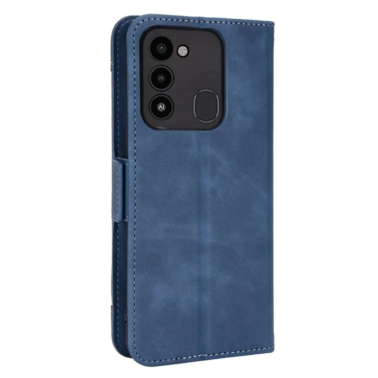 Für TECNO Spark 8C 4G / Spark Go 2022 KG5 Stand Function Phone Shell Mehrere Kartenfächer Leder Handyhülle Brieftasche Handyhülle - Blau