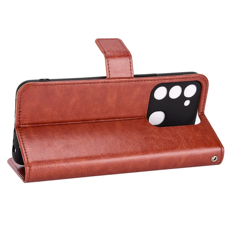 For TECNO Spark 8C 4G / Spark Go 2022 KG5 Leather Phone Case Crazy Horse Texture Wallet Stand Phone Cover - Brown
