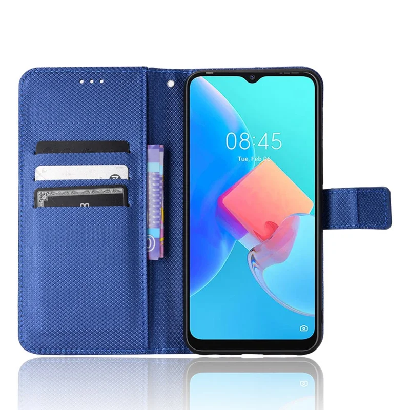For TECNO Spark 8C 4G / Spark Go 2022 KG5 Diamond Texture Wallet Phone Case Stand PU Leather Phone Cover - Blue