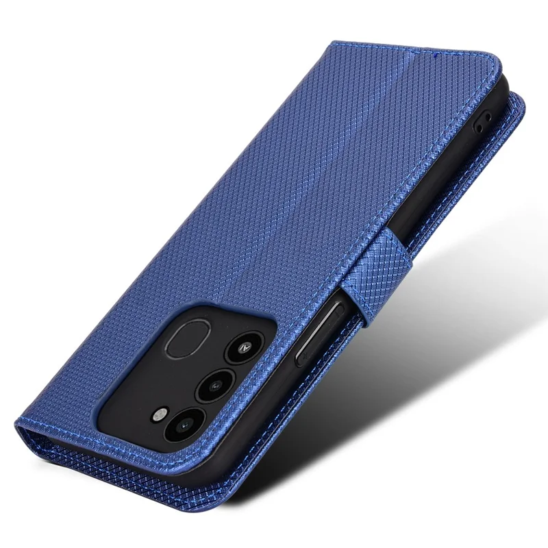 For TECNO Spark 8C 4G / Spark Go 2022 KG5 Diamond Texture Wallet Phone Case Stand PU Leather Phone Cover - Blue