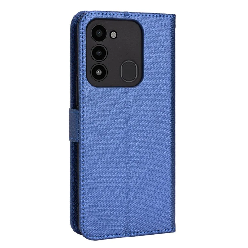 For TECNO Spark 8C 4G / Spark Go 2022 KG5 Diamond Texture Wallet Phone Case Stand PU Leather Phone Cover - Blue